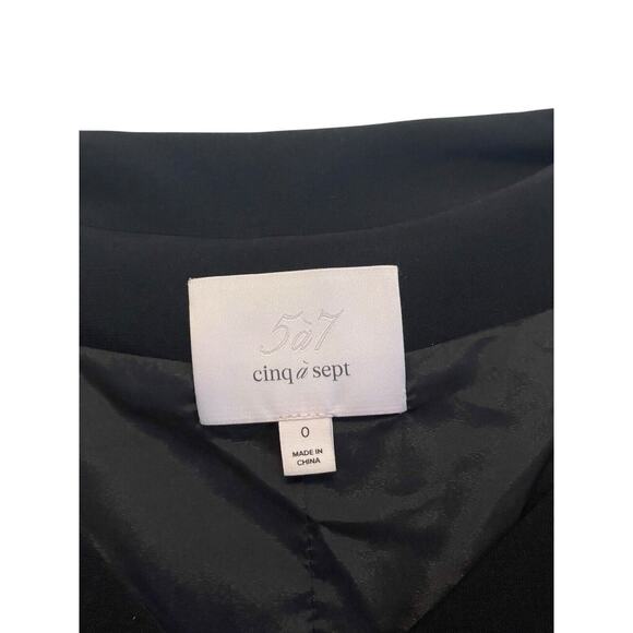 Cinq a Sept Simona Tailored Mini Dress Size 0 Black Off Shoulder Ruched Sleeves - Picture 6 of 9